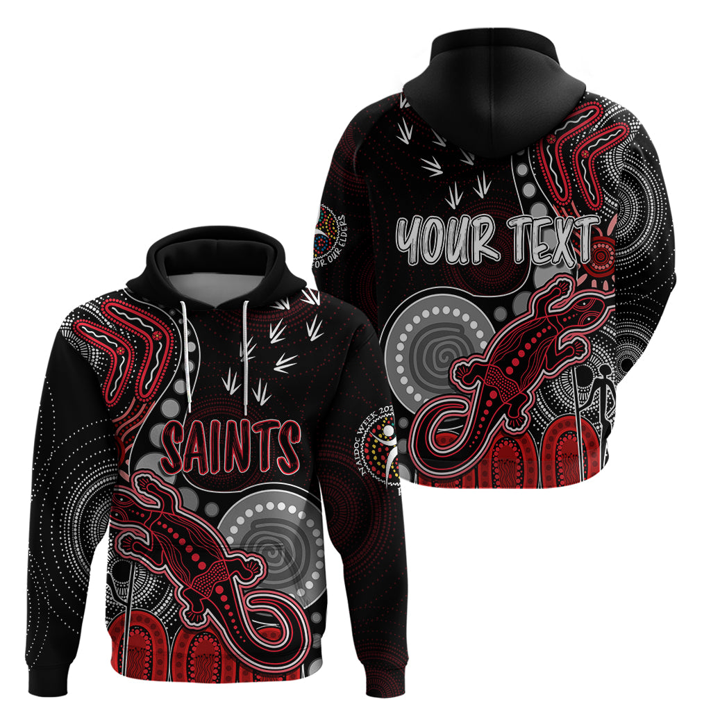 personalised-naidoc-week-2023-afl-saints-hoodie-aboriginal-dot-art-lizard-mix-boomerang