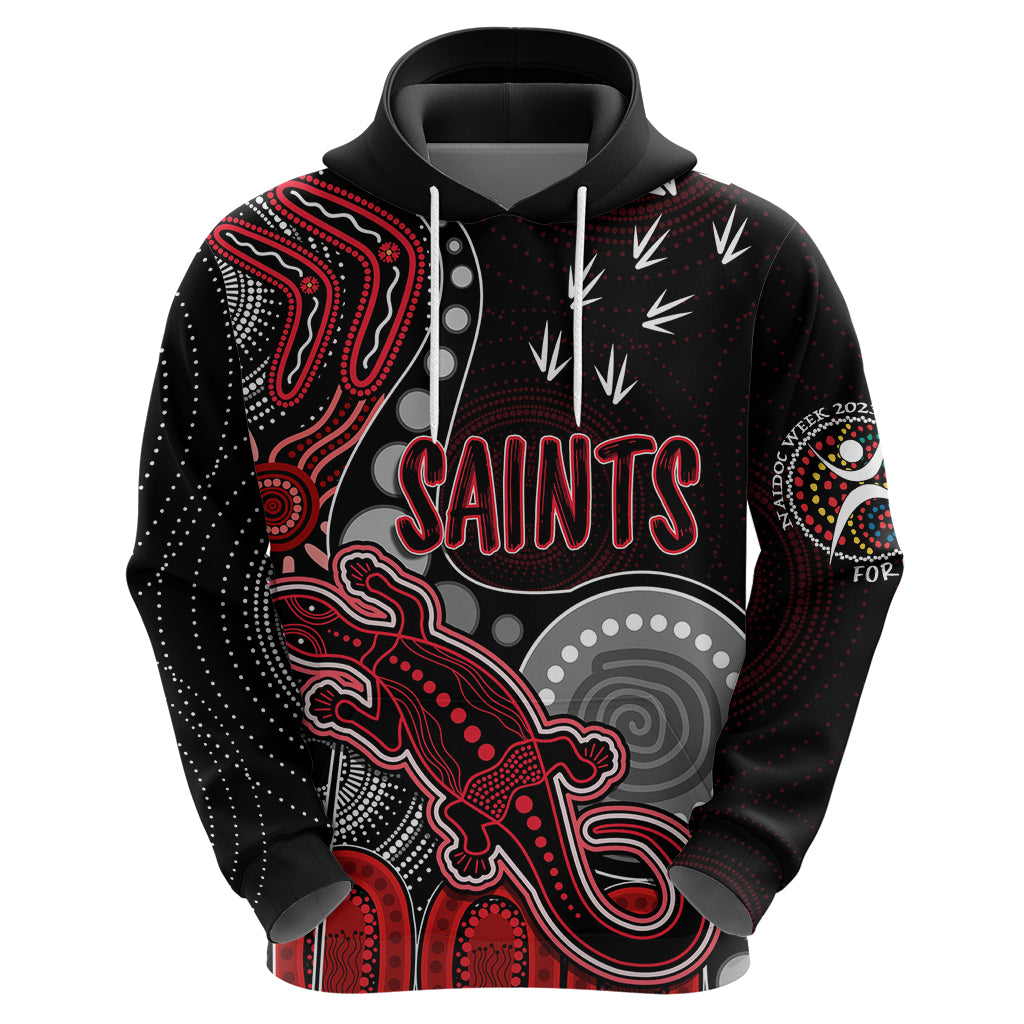 personalised-naidoc-week-2023-afl-saints-hoodie-aboriginal-dot-art-lizard-mix-boomerang