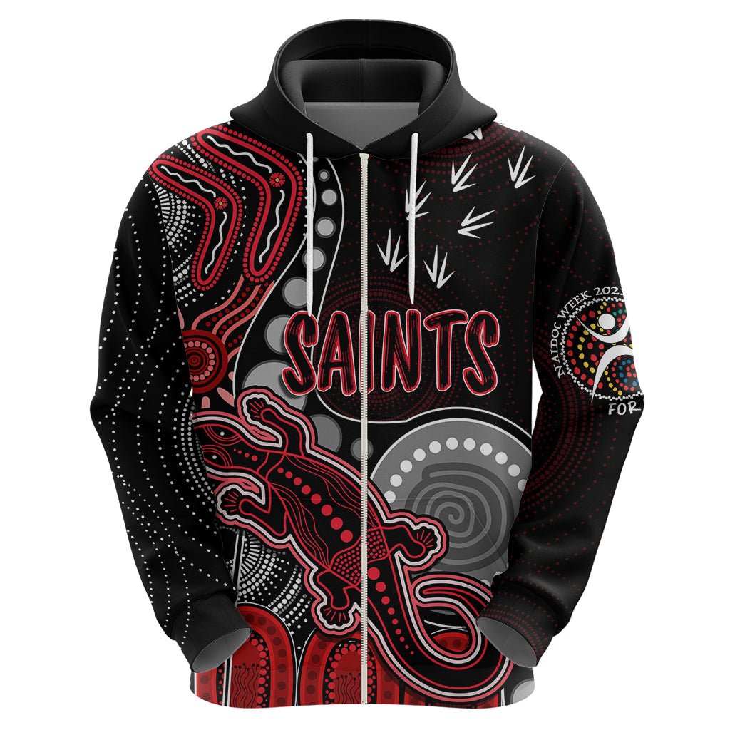 personalised-naidoc-week-2023-afl-saints-hoodie-aboriginal-dot-art-lizard-mix-boomerang