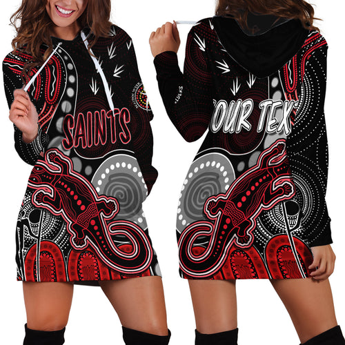 personalised-naidoc-week-2023-afl-saints-hoodie-dress-aboriginal-dot-art-lizard-mix-boomerang