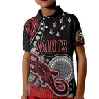 personalised-naidoc-week-2023-afl-saints-kid-polo-shirt-aboriginal-dot-art-lizard-mix-boomerang