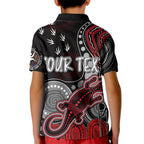 personalised-naidoc-week-2023-afl-saints-kid-polo-shirt-aboriginal-dot-art-lizard-mix-boomerang