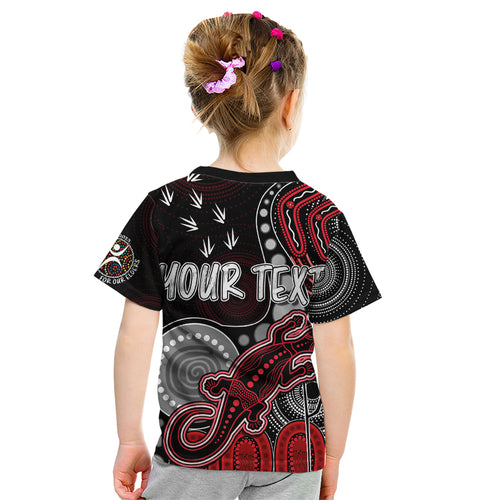 personalised-naidoc-week-2023-afl-saints-kid-t-shirt-aboriginal-dot-art-lizard-mix-boomerang