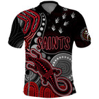 personalised-naidoc-week-2023-afl-saints-polo-shirt-aboriginal-dot-art-lizard-mix-boomerang