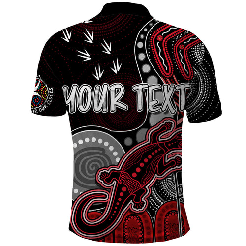 personalised-naidoc-week-2023-afl-saints-polo-shirt-aboriginal-dot-art-lizard-mix-boomerang