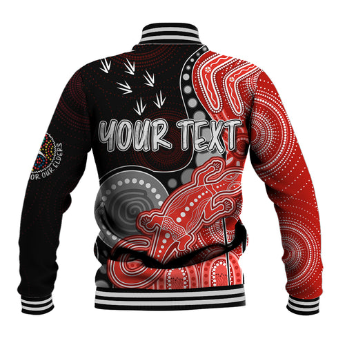 personalised-naidoc-week-2023-afl-swans-baseball-jacket-aboriginal-dot-art-lizard-mix-boomerang