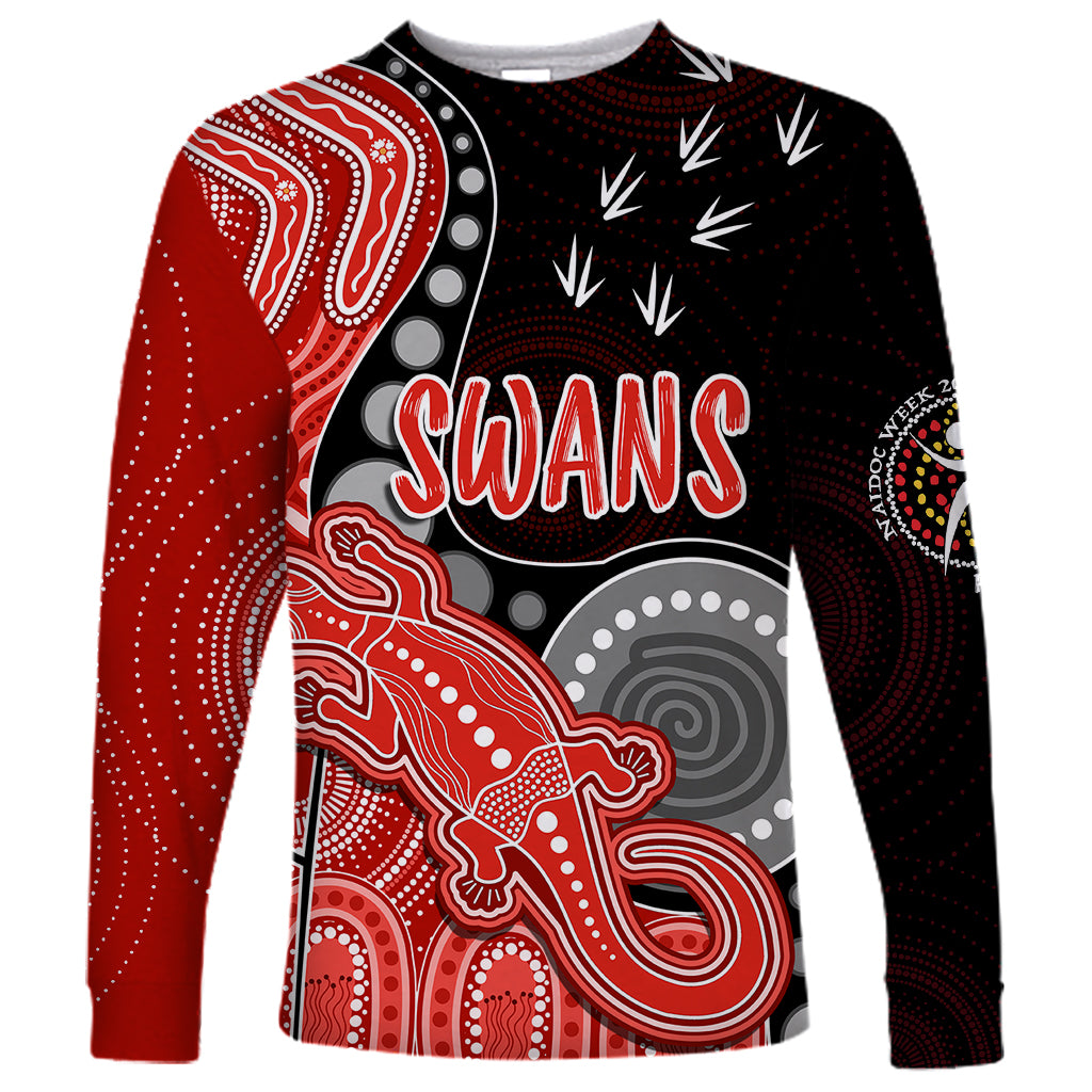personalised-naidoc-week-2023-afl-swans-long-sleeve-shirt-aboriginal-dot-art-lizard-mix-boomerang