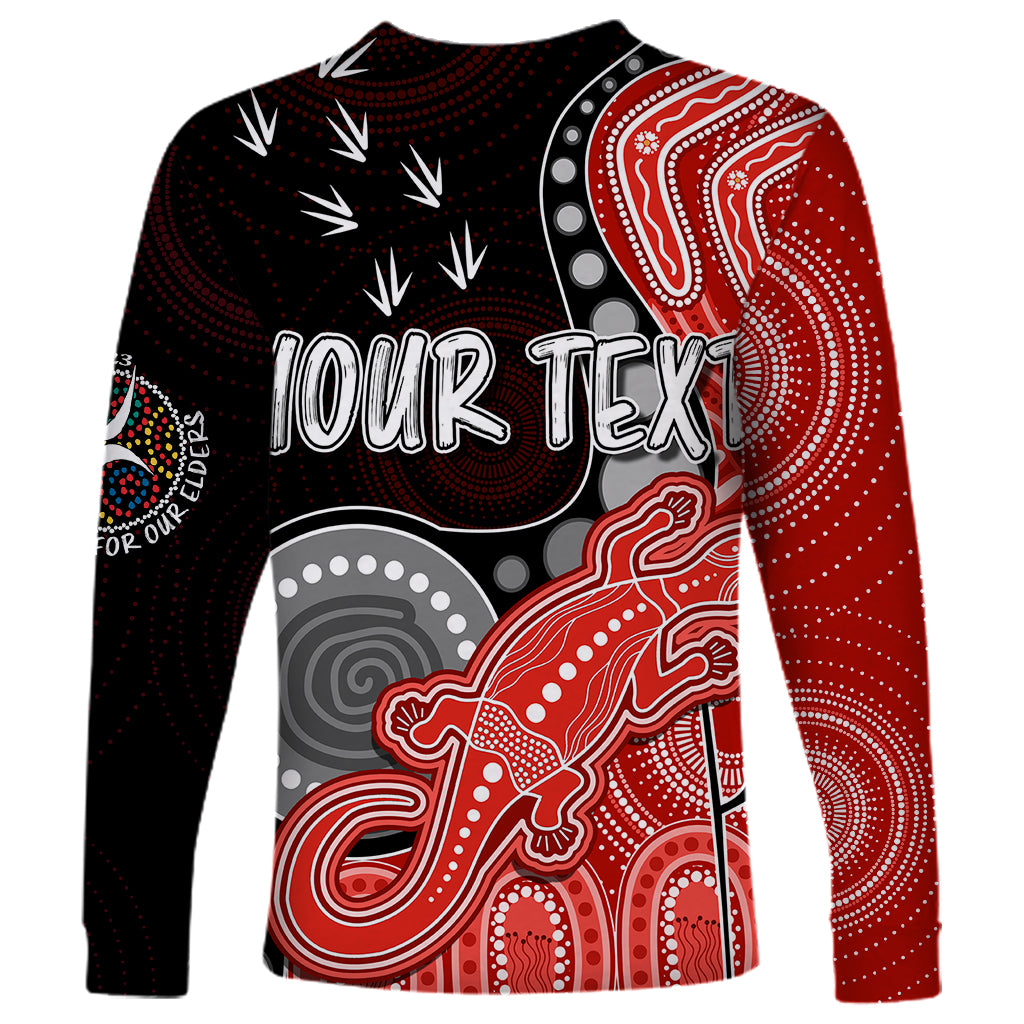 personalised-naidoc-week-2023-afl-swans-long-sleeve-shirt-aboriginal-dot-art-lizard-mix-boomerang