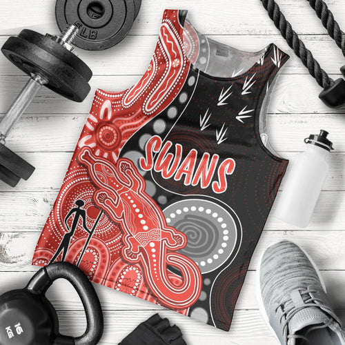 personalised-naidoc-week-2023-afl-swans-men-tank-top-aboriginal-dot-art-lizard-mix-boomerang