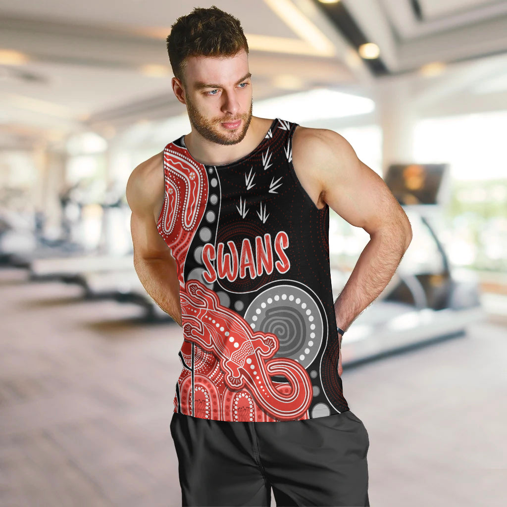 personalised-naidoc-week-2023-afl-swans-men-tank-top-aboriginal-dot-art-lizard-mix-boomerang