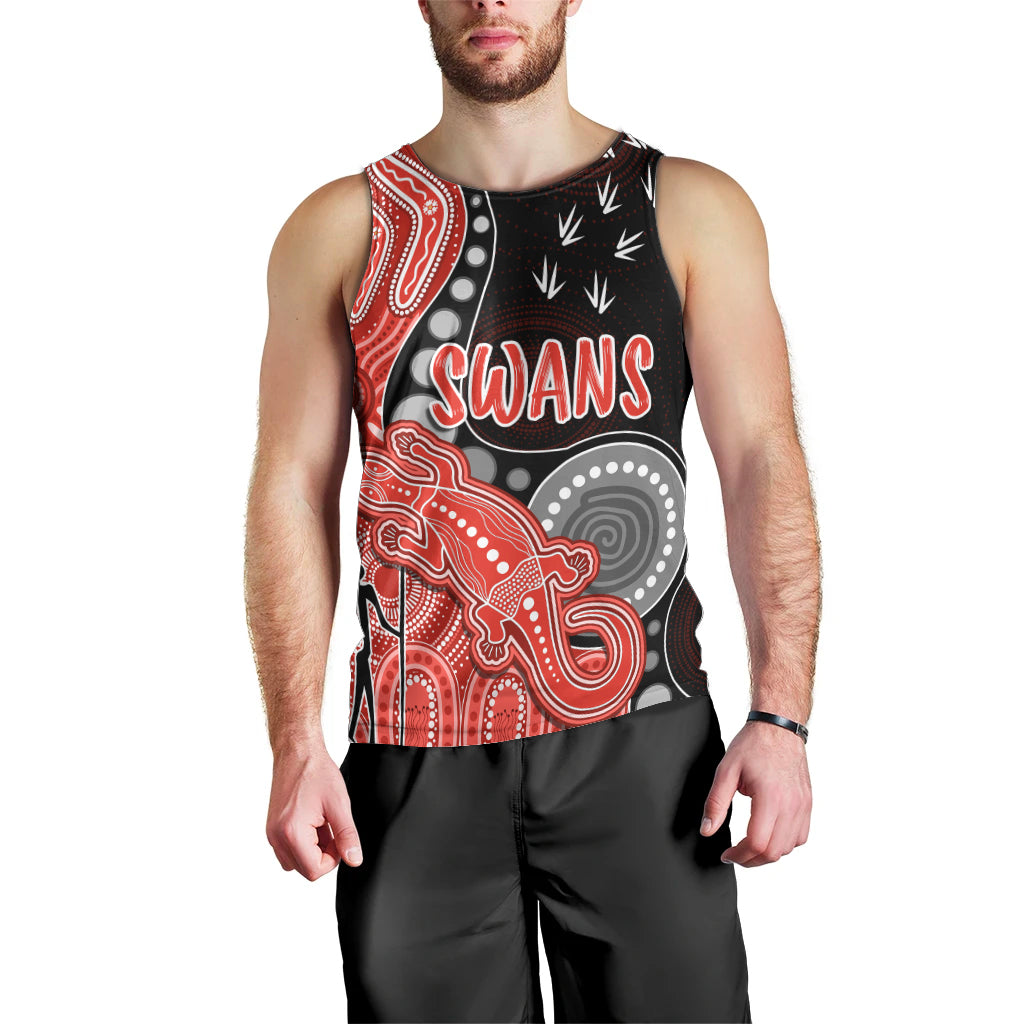 personalised-naidoc-week-2023-afl-swans-men-tank-top-aboriginal-dot-art-lizard-mix-boomerang