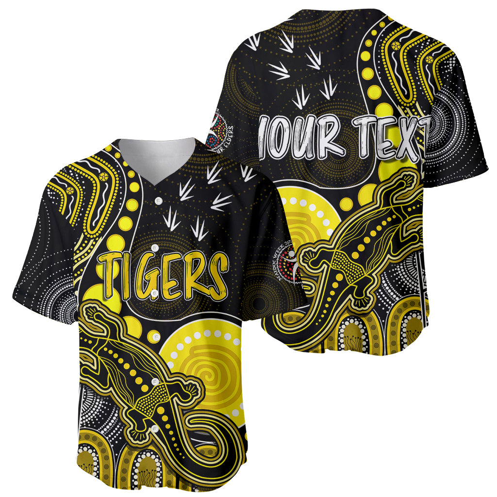 personalised-naidoc-week-2023-afl-tigers-baseball-jersey-aboriginal-dot-art-lizard-mix-boomerang