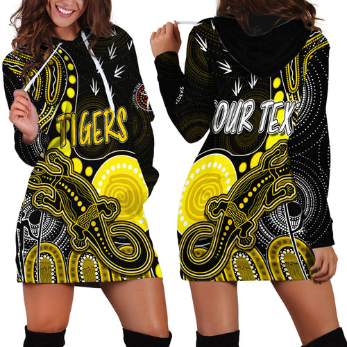 personalised-naidoc-week-2023-afl-tigers-hoodie-dress-aboriginal-dot-art-lizard-mix-boomerang