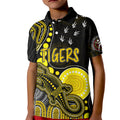 personalised-naidoc-week-2023-afl-tigers-kid-polo-shirt-aboriginal-dot-art-lizard-mix-boomerang