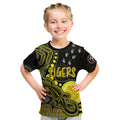 personalised-naidoc-week-2023-afl-tigers-kid-t-shirt-aboriginal-dot-art-lizard-mix-boomerang