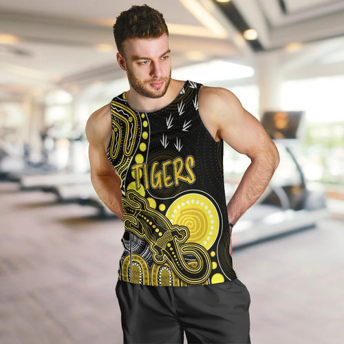 personalised-naidoc-week-2023-afl-tigers-men-tank-top-aboriginal-dot-art-lizard-mix-boomerang
