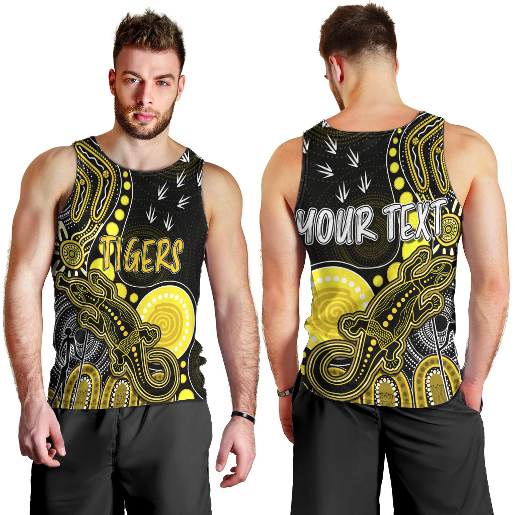 personalised-naidoc-week-2023-afl-tigers-men-tank-top-aboriginal-dot-art-lizard-mix-boomerang
