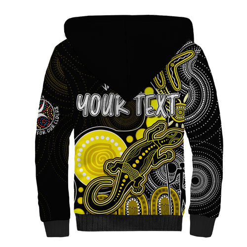 personalised-naidoc-week-2023-afl-tigers-sherpa-hoodie-aboriginal-dot-art-lizard-mix-boomerang