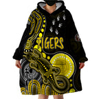 personalised-naidoc-week-2023-afl-tigers-wearable-blanket-hoodie-aboriginal-dot-art-lizard-mix-boomerang