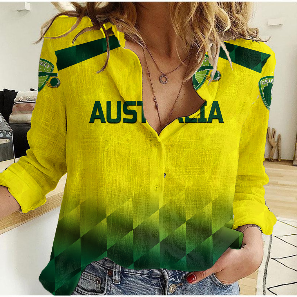 custom-personalised-australia-cricket-women-casual-shirt-aussie-unique-gradient-yellow-vibes