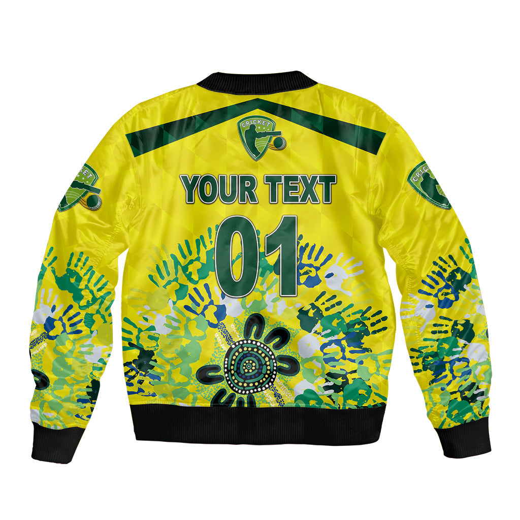 custom-personalised-australia-cricket-bomber-jacket-aboriginal-style-unique-yellow