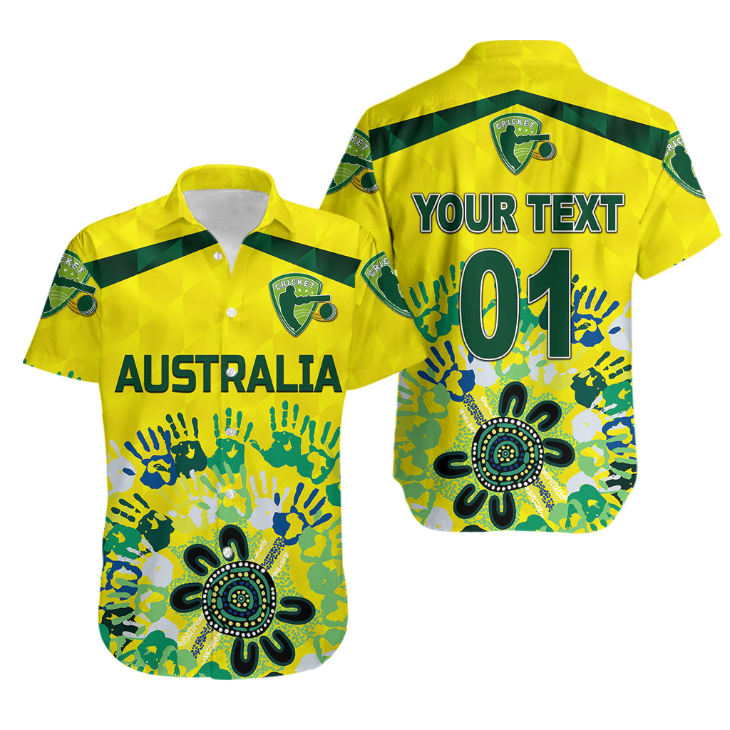 custom-personalised-australia-cricket-hawaiian-shirt-aboriginal-style-unique-yellow