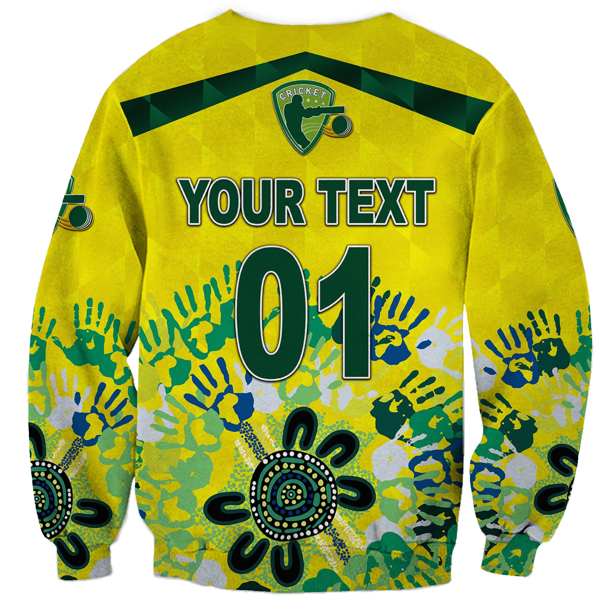 custom-personalised-australia-cricket-sweatshirt-aboriginal-style-unique-yellow