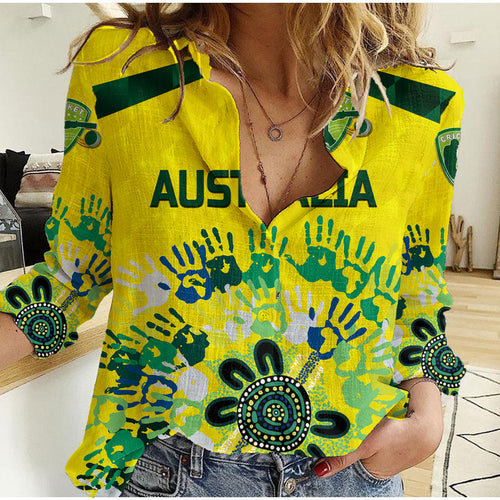 custom-personalised-australia-cricket-women-casual-shirt-aboriginal-style-unique-yellow