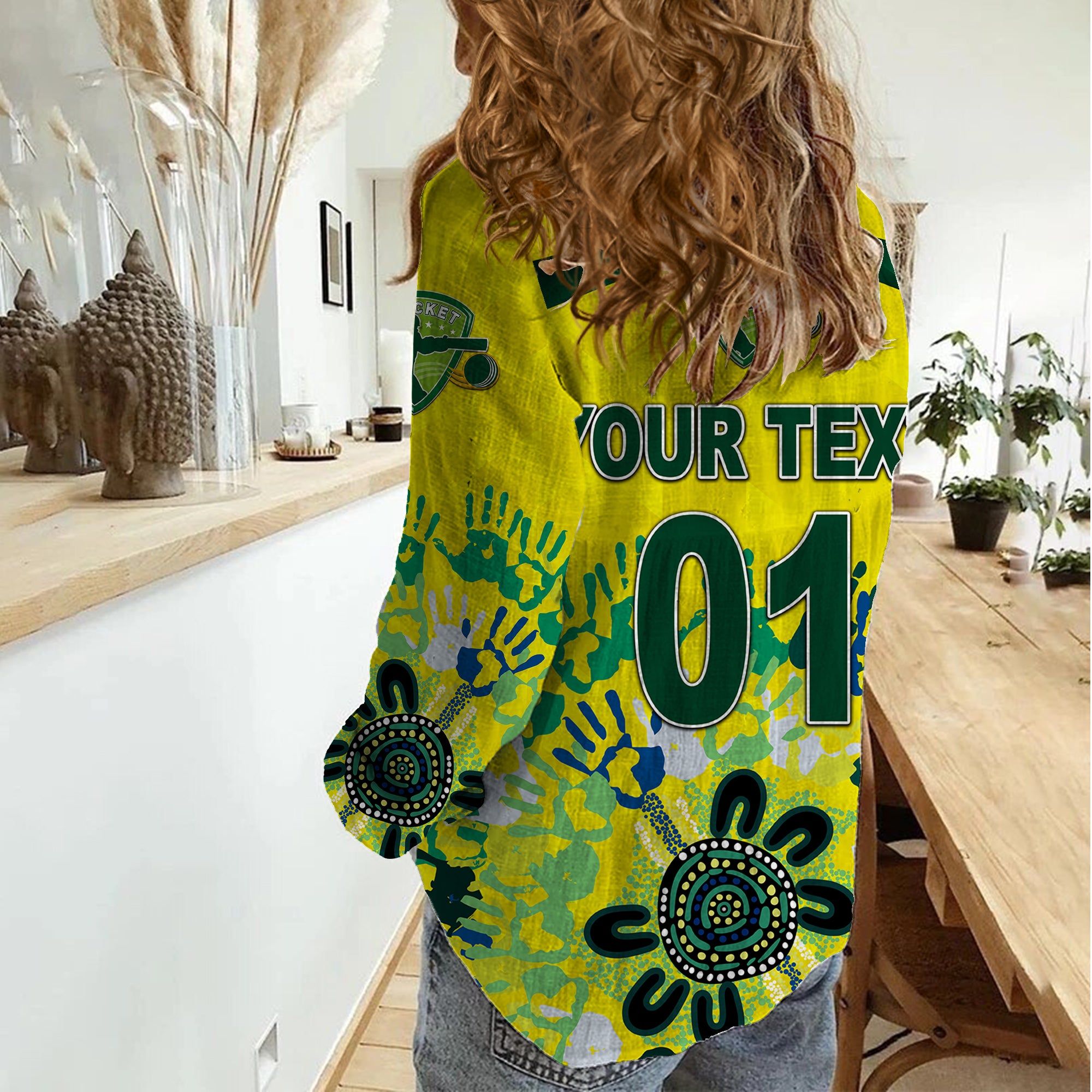 custom-personalised-australia-cricket-women-casual-shirt-aboriginal-style-unique-yellow