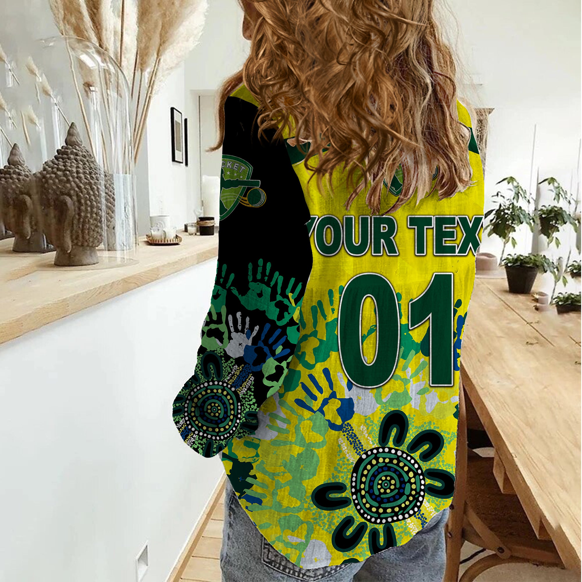 custom-personalised-australia-cricket-women-casual-shirt-aboriginal-style-unique-black
