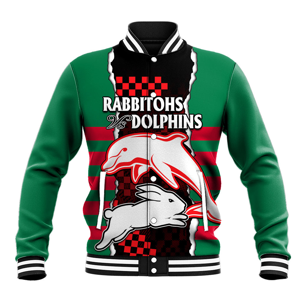 custom-text-and-number-nrl-combine-rabbitohs-and-dolphins-baseball-jacket