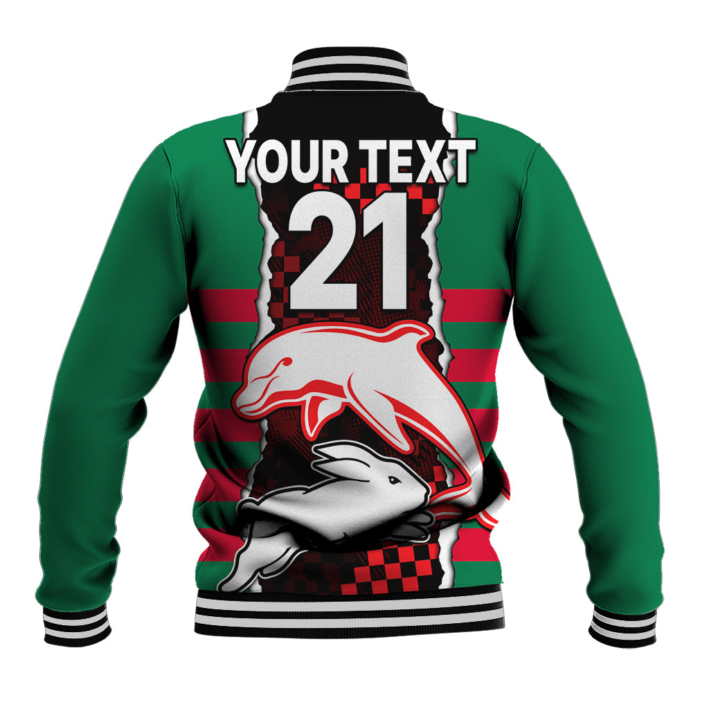 custom-text-and-number-nrl-combine-rabbitohs-and-dolphins-baseball-jacket