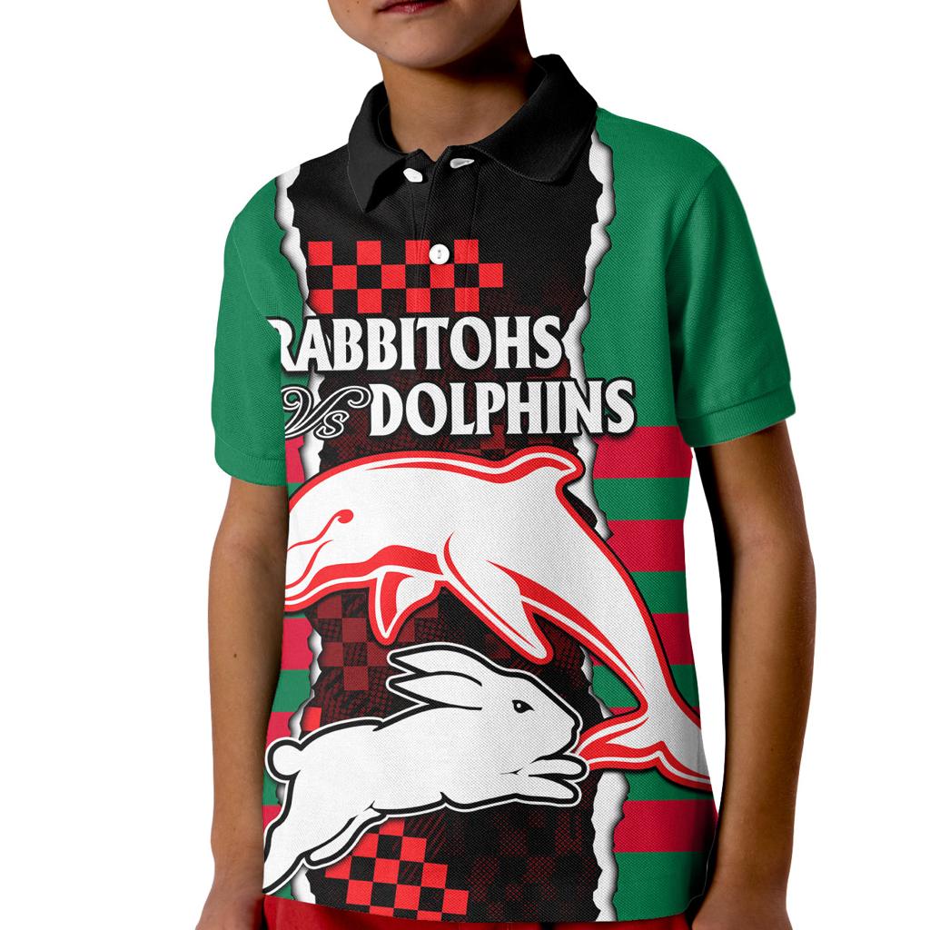 custom-text-and-number-nrl-combine-rabbitohs-and-dolphins-kid-polo-shirt