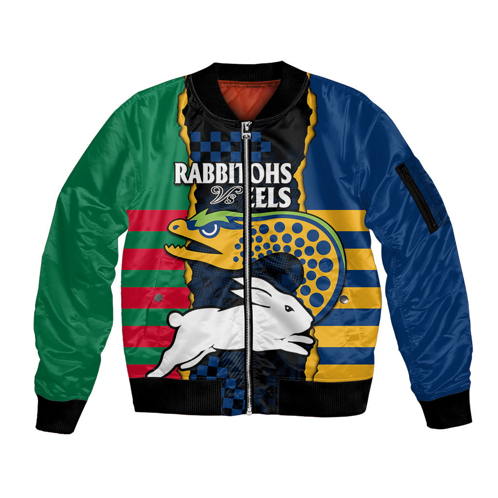 custom-text-and-number-nrl-combine-rabbitohs-and-eels-sleeve-zip-bomber-jacket