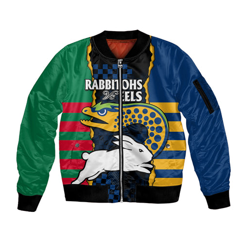 custom-text-and-number-nrl-combine-rabbitohs-and-eels-sleeve-zip-bomber-jacket
