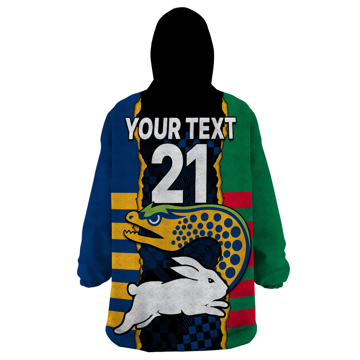 custom-text-and-number-nrl-combine-rabbitohs-and-eels-wearable-blanket-hoodie