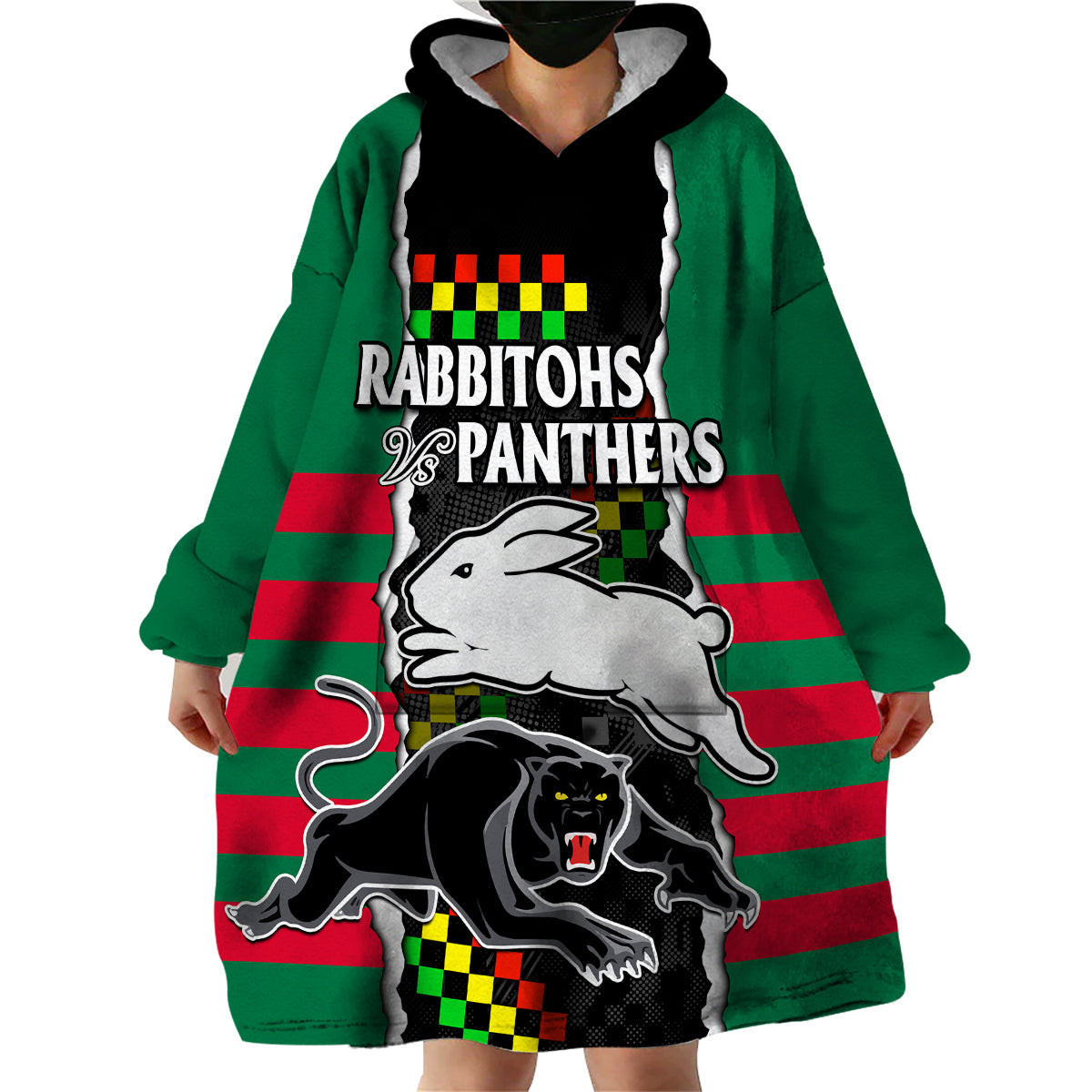 custom-text-and-number-nrl-combine-rabbitohs-and-panthers-wearable-blanket-hoodie
