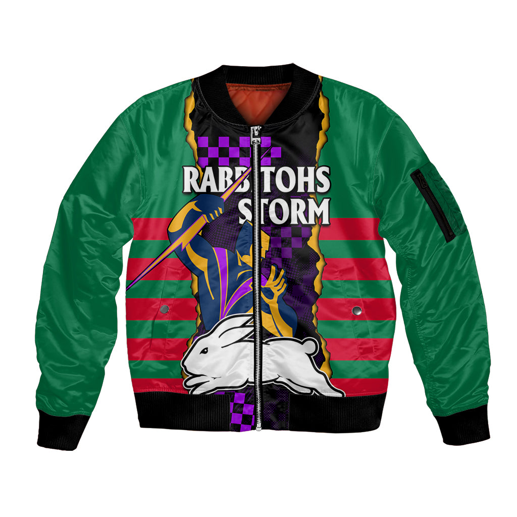custom-text-and-number-nrl-combine-rabbitohs-and-storm-sleeve-zip-bomber-jacket