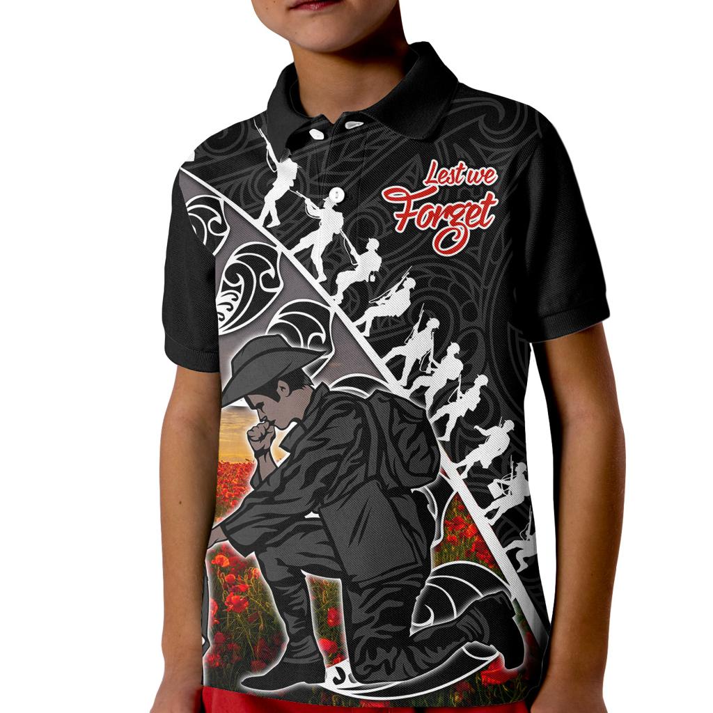 aotearoa-anzac-day-kid-polo-shirt-maori-fern-with-poppy-vibe