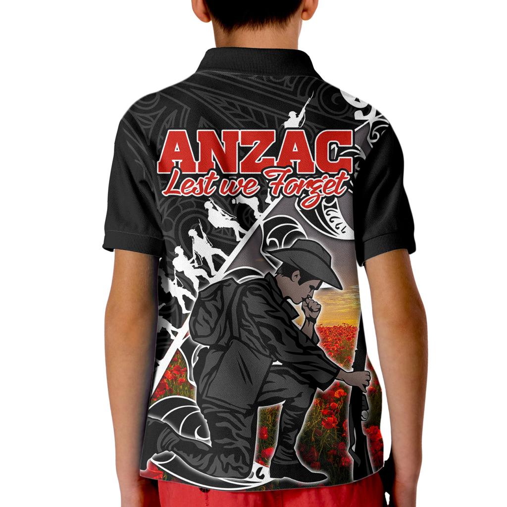 aotearoa-anzac-day-kid-polo-shirt-maori-fern-with-poppy-vibe