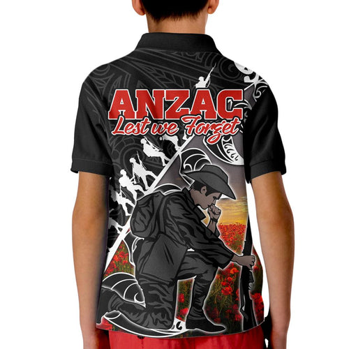 aotearoa-anzac-day-kid-polo-shirt-maori-fern-with-poppy-vibe