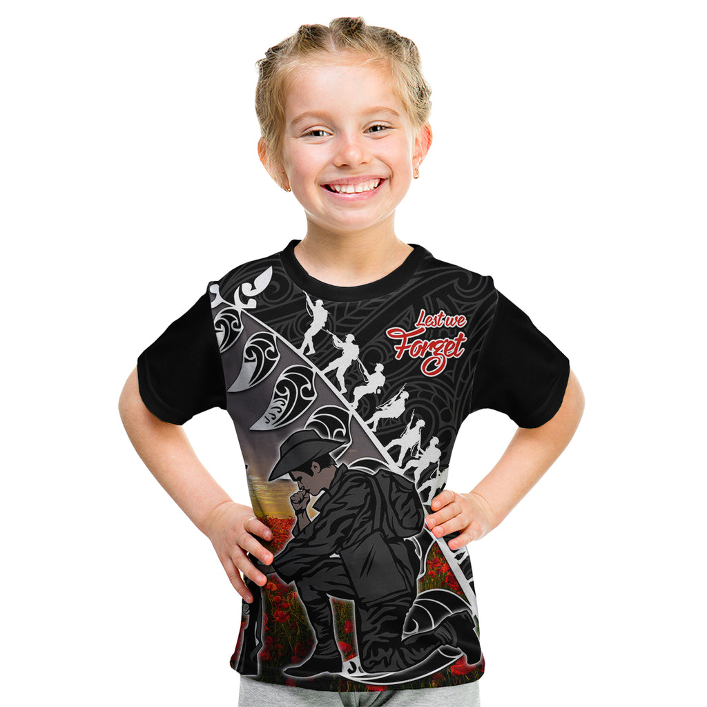 aotearoa-anzac-day-kid-t-shirt-maori-fern-with-poppy-vibe
