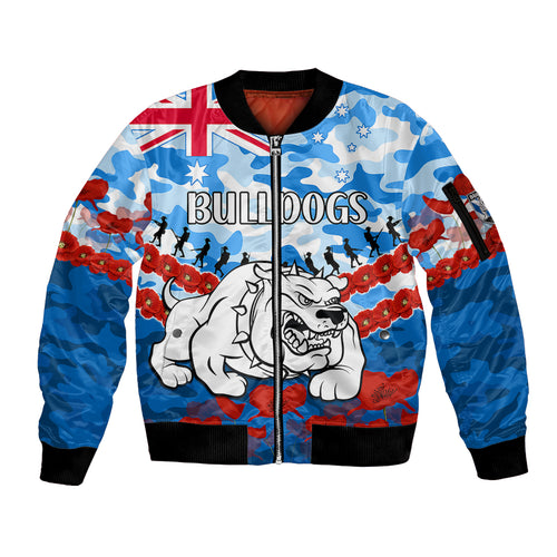 custom-text-and-number-bulldogs-rugby-anzac-sleeve-zip-bomber-jacket-lest-we-forget