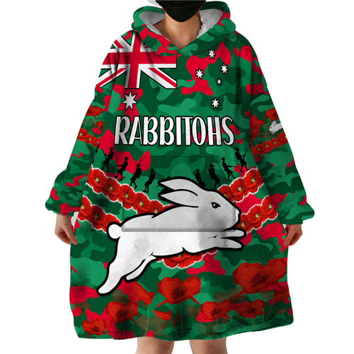 custom-text-and-number-rabbitohs-rugby-anzac-wearable-blanket-hoodie-lest-we-forget