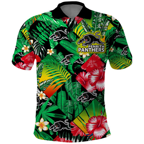 custom-personalised-panthers-rugby-polo-shirt-fashion-tropical-jungle-flowers