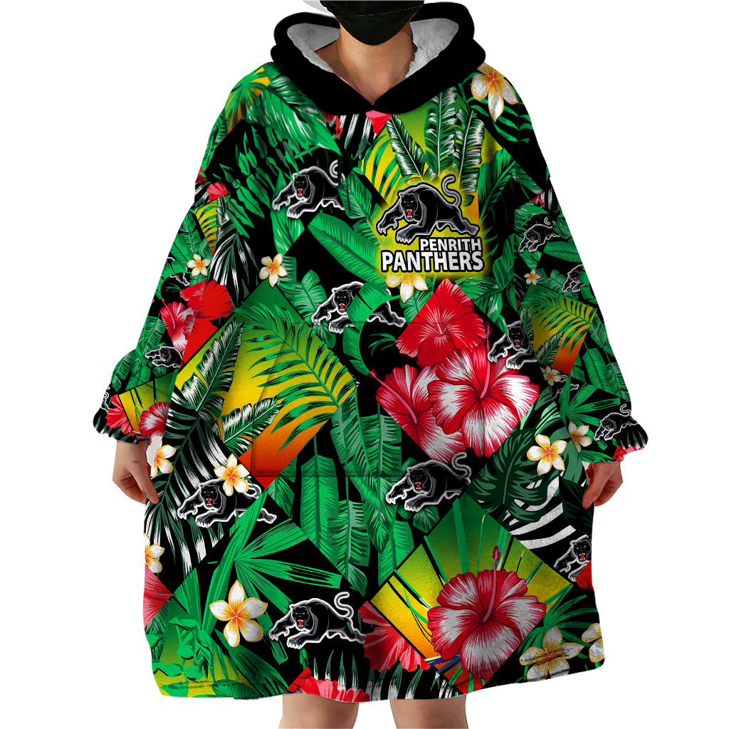 custom-personalised-panthers-rugby-wearable-blanket-hoodie-fashion-tropical-jungle-flowers