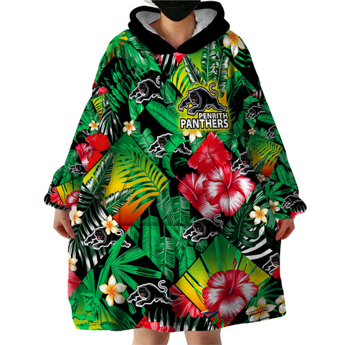 custom-personalised-panthers-rugby-wearable-blanket-hoodie-fashion-tropical-jungle-flowers
