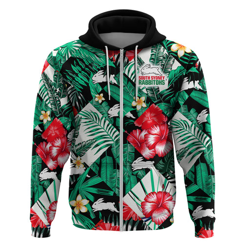 rabbitohs-rugby-hoodie-fashion-tropical-jungle-flowers