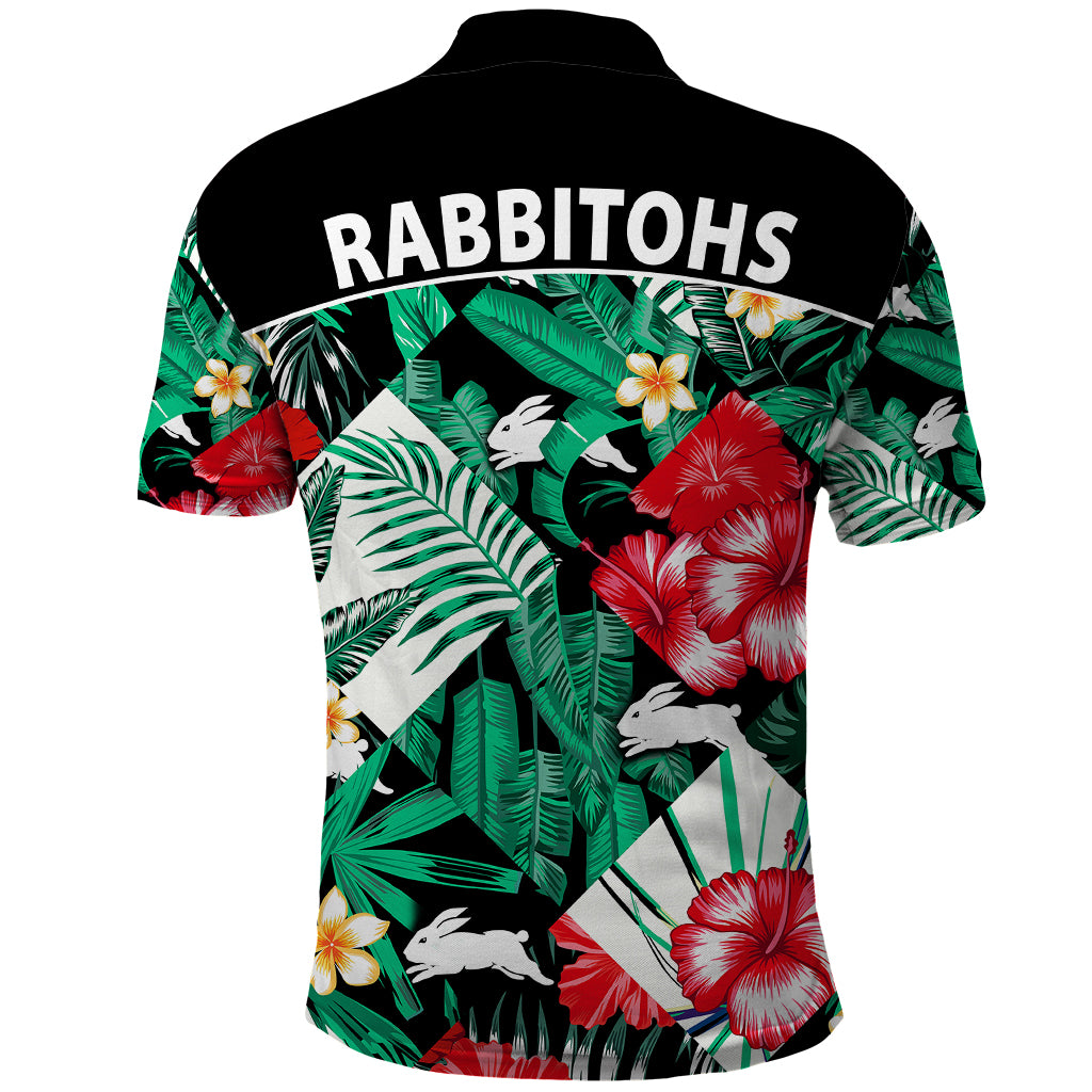 rabbitohs-rugby-polo-shirt-fashion-tropical-jungle-flowers