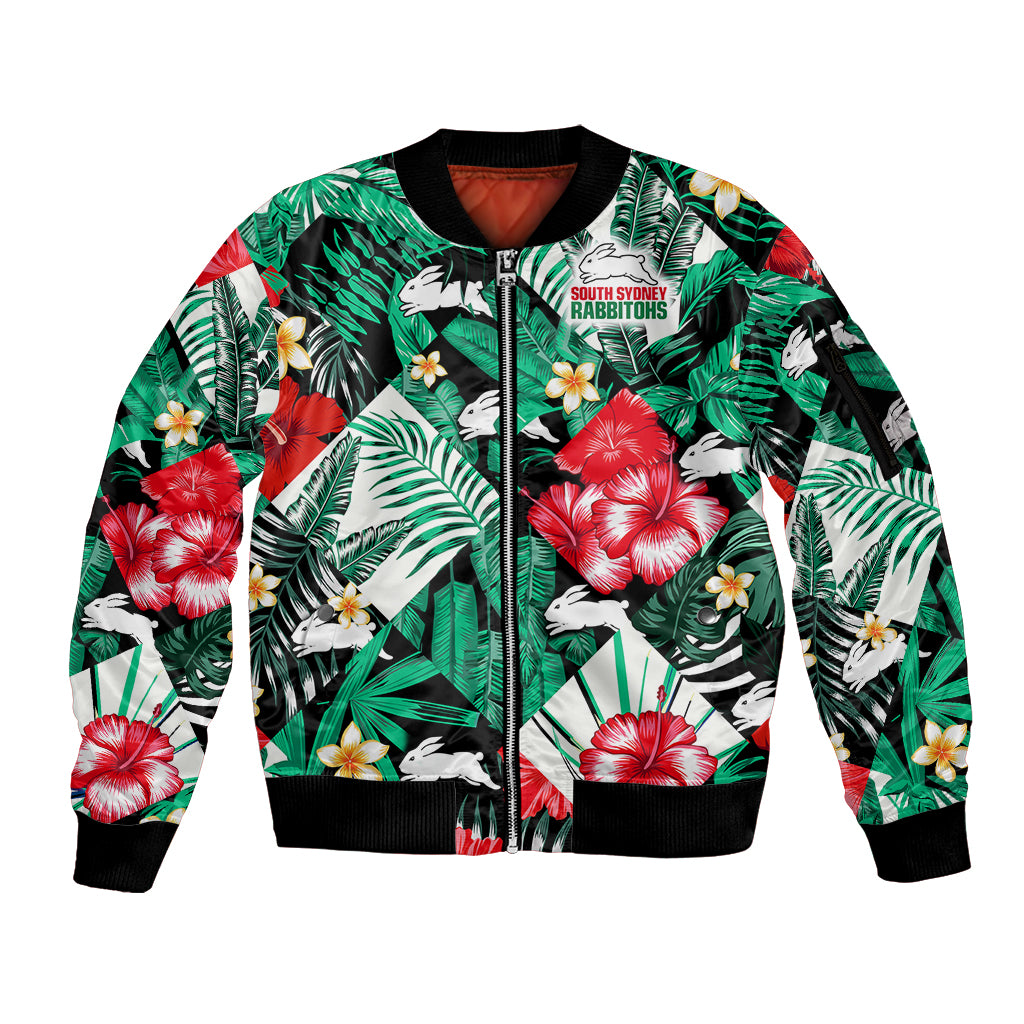 rabbitohs-rugby-sleeve-zip-bomber-jacket-fashion-tropical-jungle-flowers